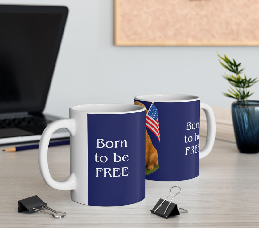 Patriotic Golden Retriever Mug – Born to Be Free Dog Lover Gift