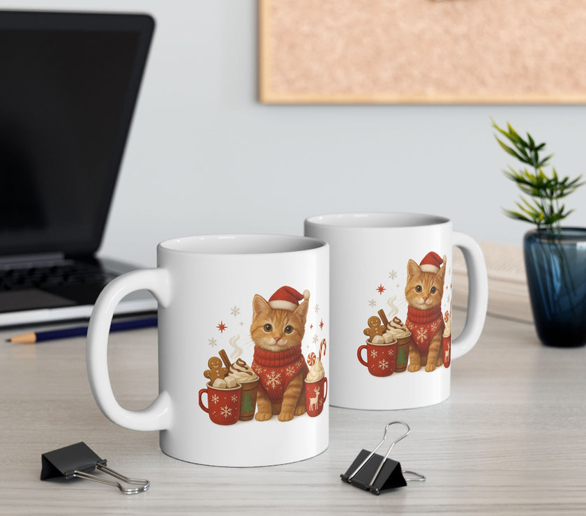 Warm Hugs & Whiskers Christmas Cat Mug