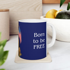 Patriotic German Shepard Mug – Born to Be Free Dog Lover Gift