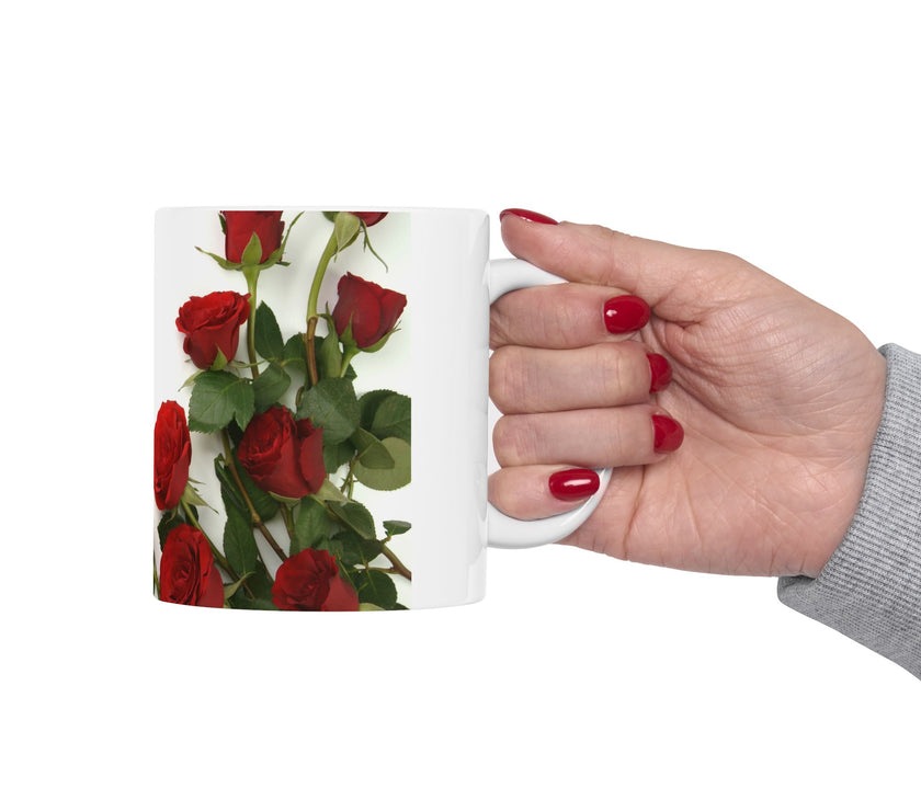 Elegant Floral Coffee Mug for Mom with Timeless Mother's Quote   "A mother teaches without words and loves without ." 