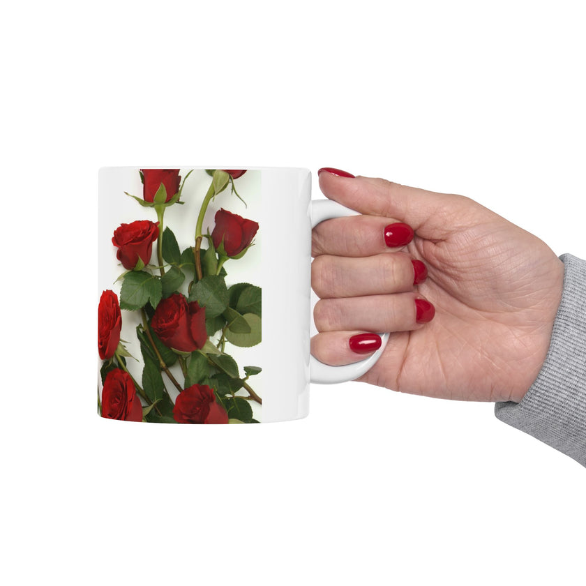 Elegant Floral Coffee Mug for Mom with Timeless Mother's Quote   "A mother teaches without words and loves without ." 
