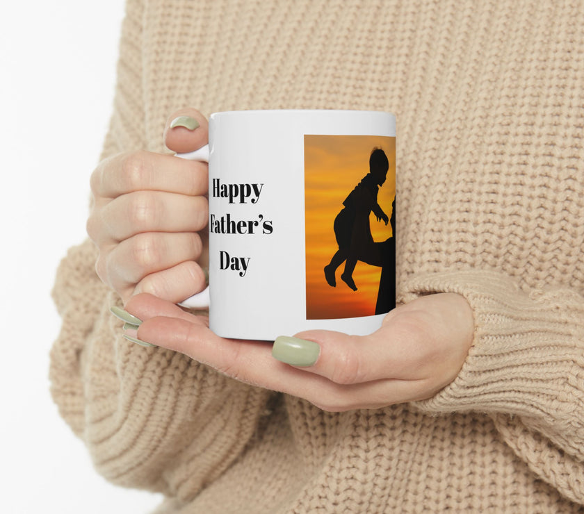 Sunset Silhouette Father’s Day Mug – Dad and Child Special Gift