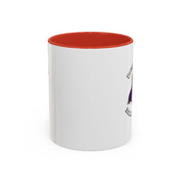 Two tone ceramic mug featuring a dachshund next to dumbbells and the humorous text 'Dumbbells? Belly Rubs?', designed for dog lovers and fitness enthusiasts.