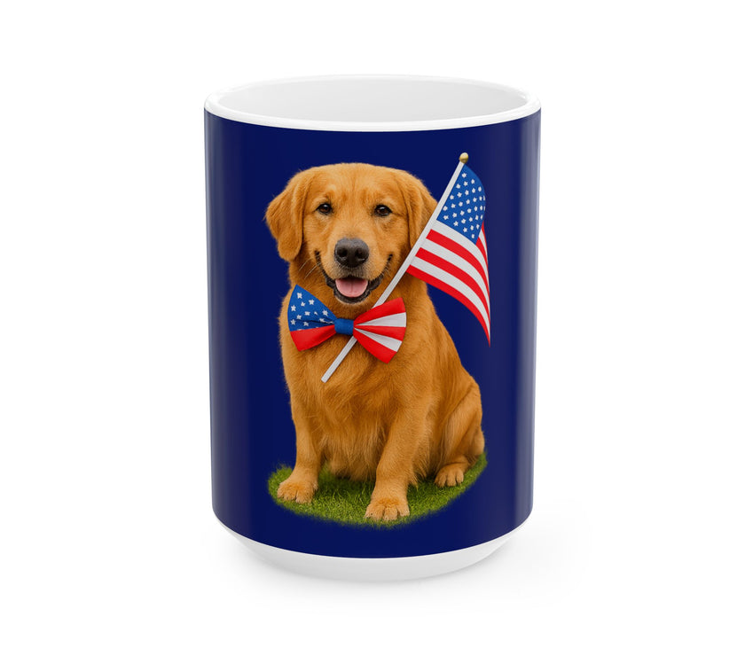 Patriotic Golden Retriever Mug – Born to Be Free Dog Lover Gift