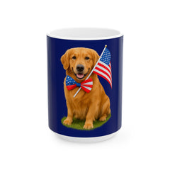 Patriotic Golden Retriever Mug – Born to Be Free Dog Lover Gift