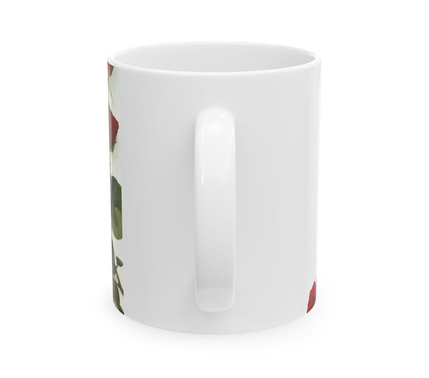 Elegant Floral Coffee Mug for Mom with Timeless Mother's Quote   "A mother teaches without words and loves without ." 