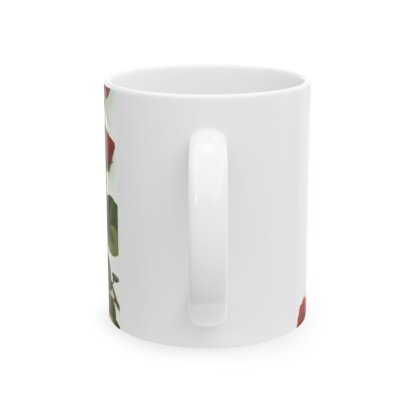 Elegant Floral Coffee Mug for Mom with Timeless Mother's Quote   "A mother teaches without words and loves without ." 