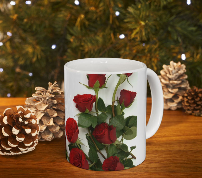 Elegant Floral Coffee Mug for Mom with Timeless Mother's Quote   "A mother teaches without words and loves without ." 