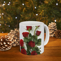 Elegant Floral Coffee Mug for Mom with Timeless Mother's Quote   "A mother teaches without words and loves without ." 