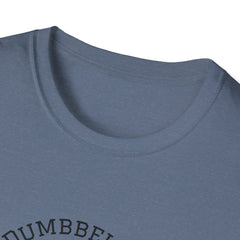 Close-up of a blue shirt with text on a white background