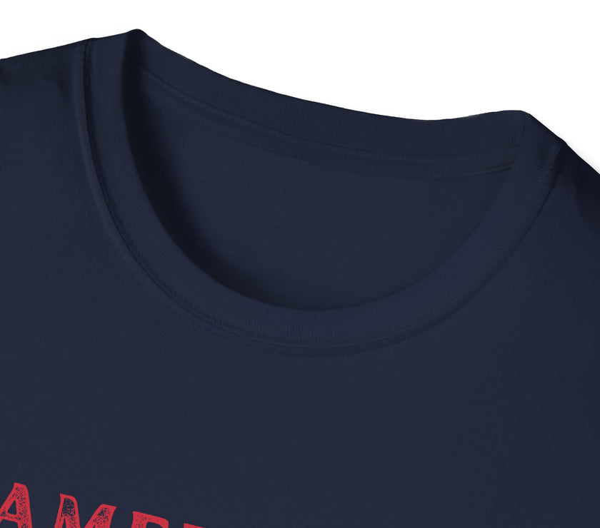 T-shirt (collar image) featuring an American flag graphic with the words 'AMERICAN DREAM' in red and blue text above and below the flag