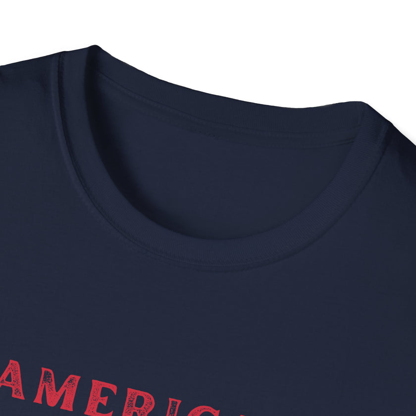 T-shirt (collar image) featuring an American flag graphic with the words 'AMERICAN DREAM' in red and blue text above and below the flag