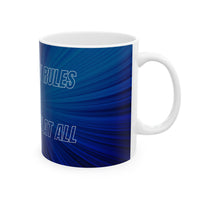 Motivational Power Mug – “Play By My Rules” Blue Ceramic Cup