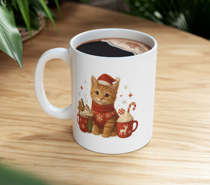 Warm Hugs & Whiskers Christmas Cat Mug