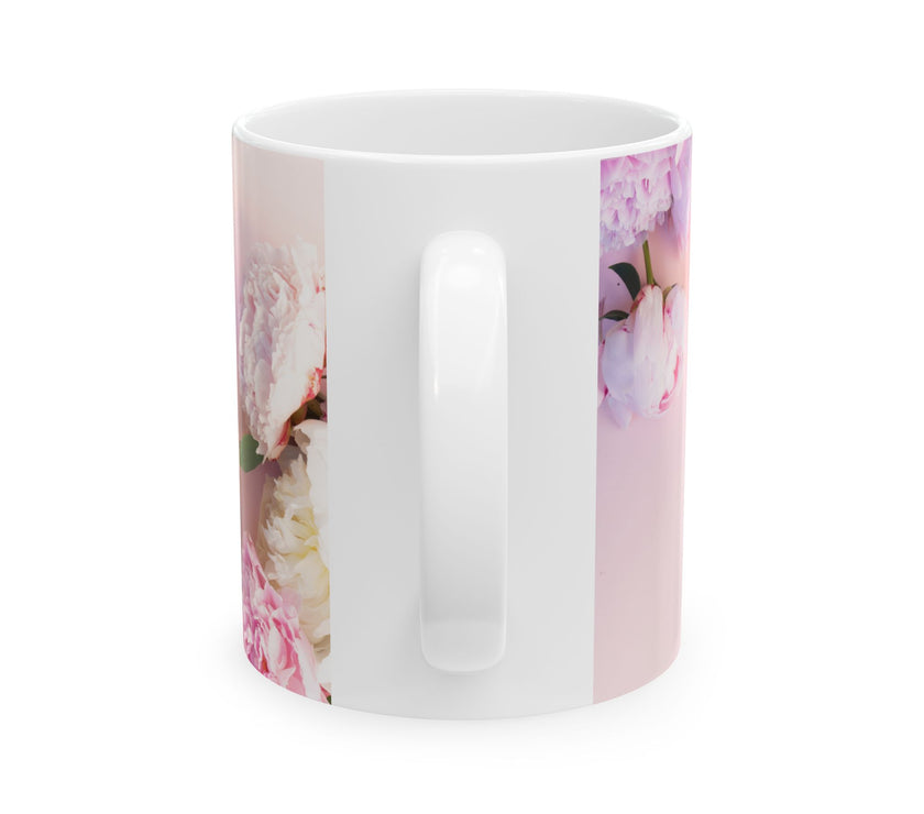 Peony Flower Coffee Mug for Mom – with message “You Taught Me to Dream, Believe, and Never Give Up”