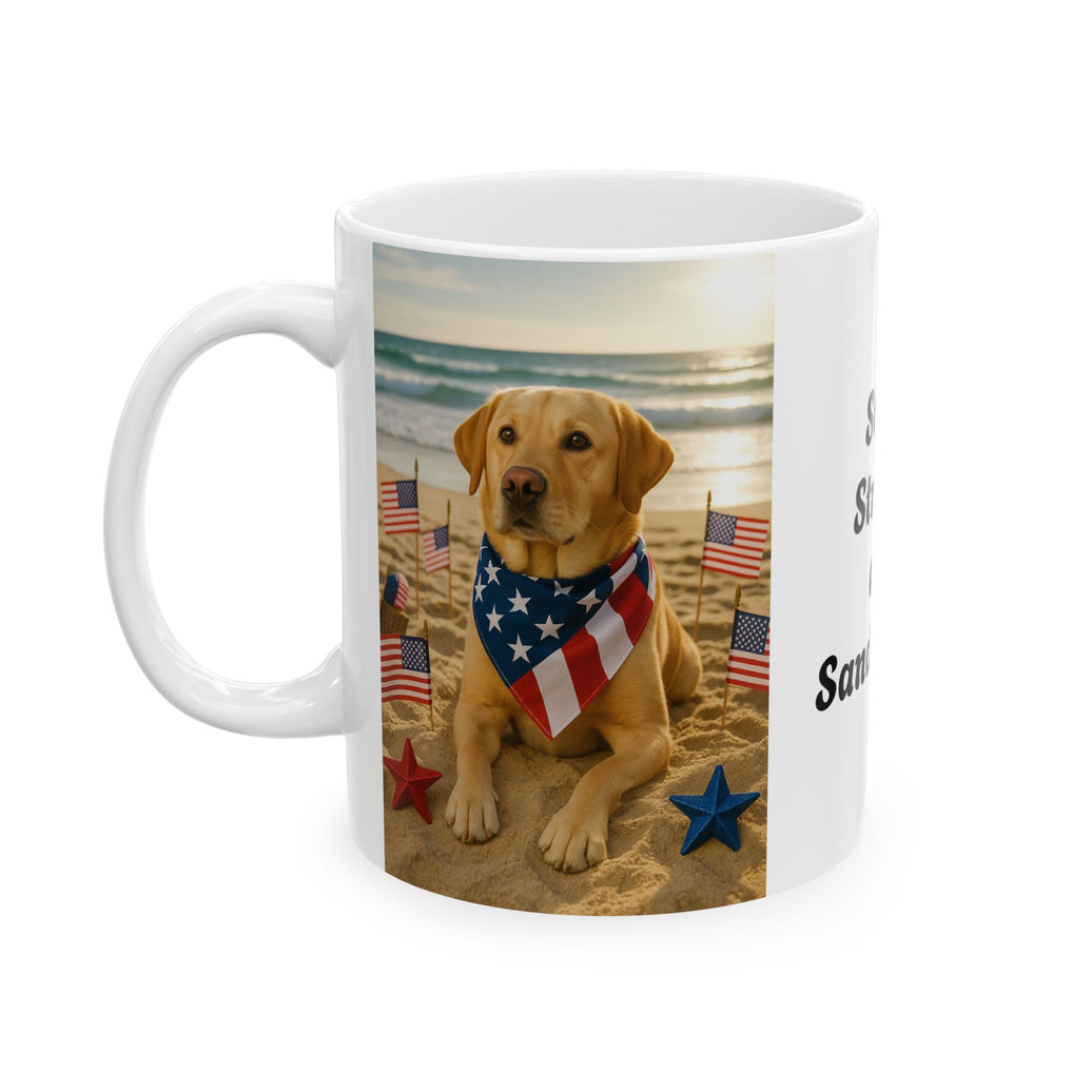 Stars, Stripes & Sandy Paws Patriotic Dog Mug

