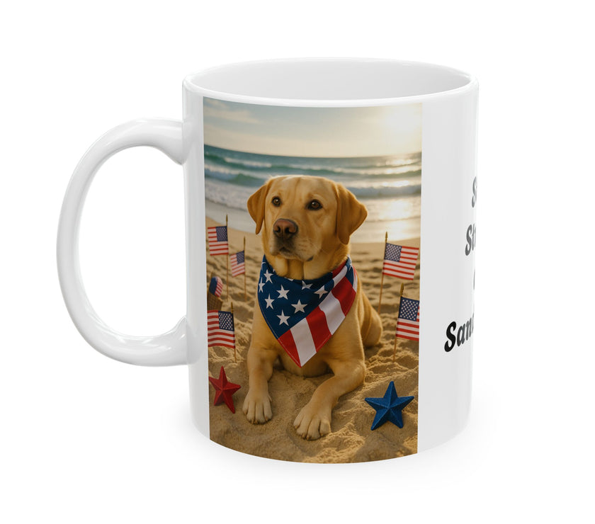 Stars, Stripes & Sandy Paws Patriotic Dog Mug

