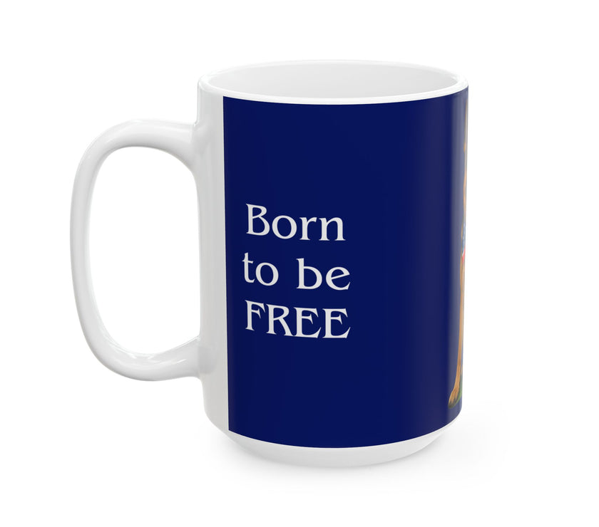 Patriotic German Shepard Mug – Born to Be Free Dog Lover Gift