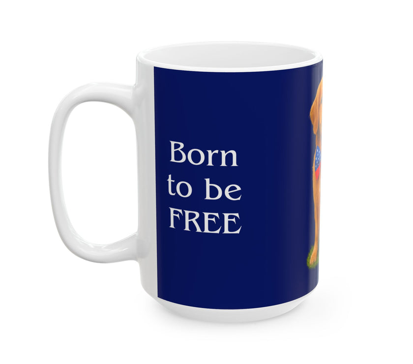 Patriotic Golden Retriever Mug – Born to Be Free Dog Lover Gift