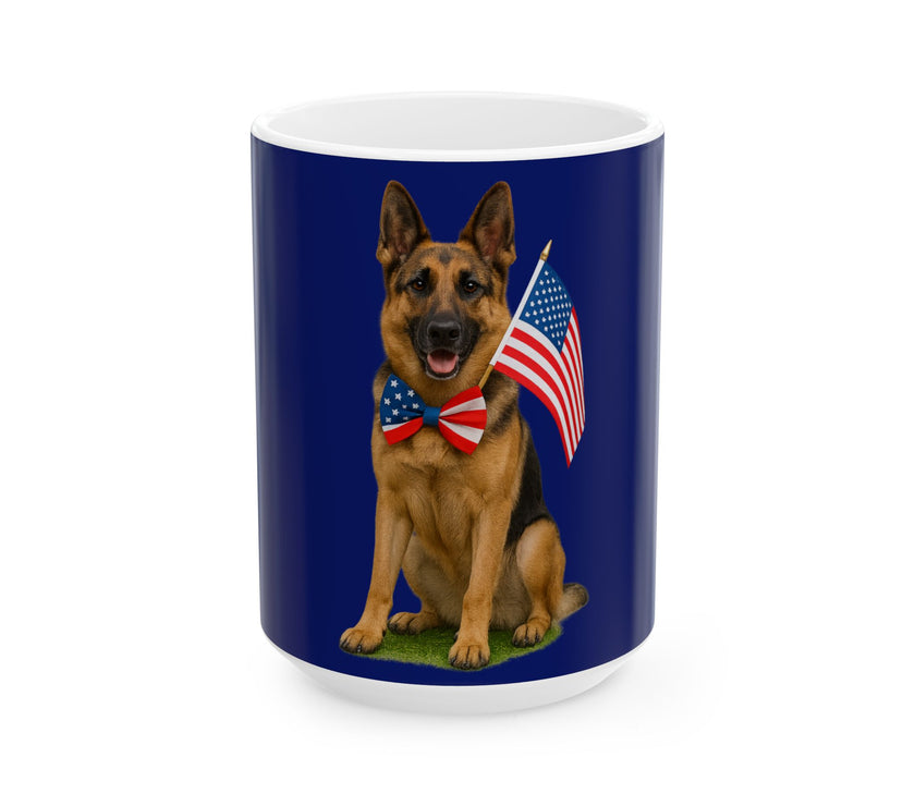 Patriotic German Shepard Mug – Born to Be Free Dog Lover Gift