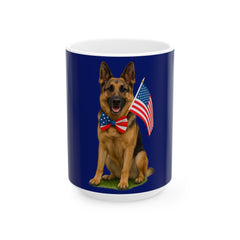 Patriotic German Shepard Mug – Born to Be Free Dog Lover Gift