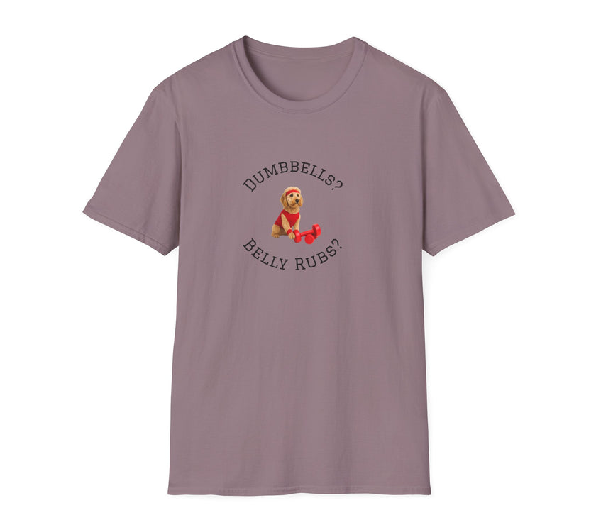 Purple t-shirt with a graphic of a bear and text on a white background