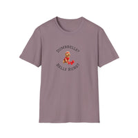 Purple t-shirt with a graphic of a bear and text on a white background