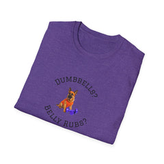 German Shepard Dog Lover Workout Tee –“Belly Rubs or Dumbbells?”
