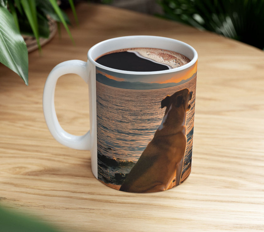 Sunset Dog Mug-Inspirational Dog Quote  “I work hard so my dog can have a better life.” 