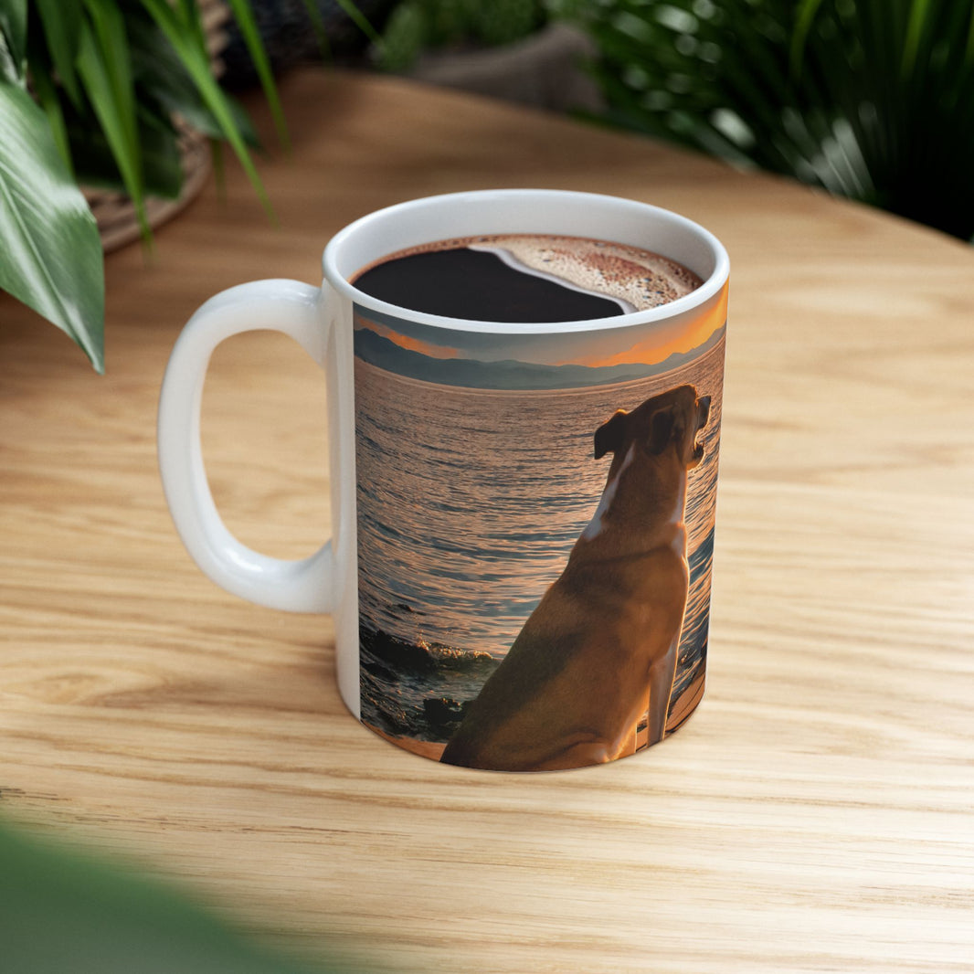 Sunset Dog Mug-Inspirational Dog Quote  “I work hard so my dog can have a better life.” 