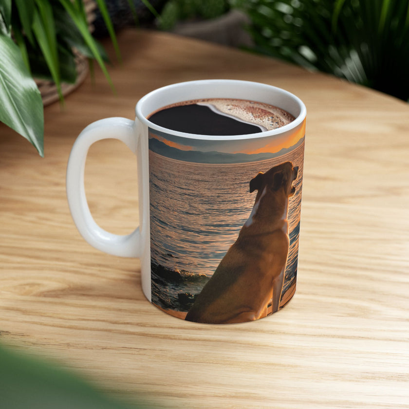 Sunset Dog Mug-Inspirational Dog Quote  “I work hard so my dog can have a better life.” 