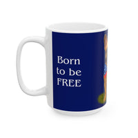 Patriotic French Bulldog Mug – Born to Be Free Dog Lover Gift