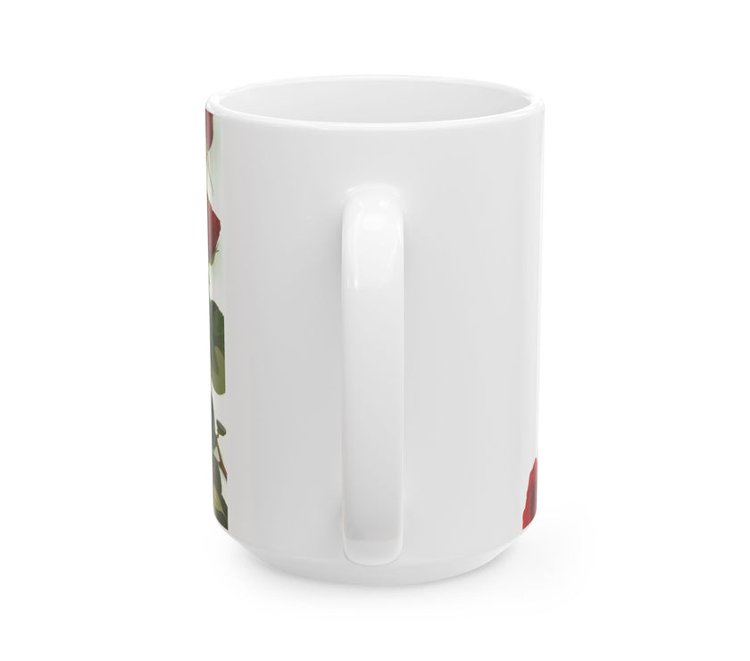 Elegant Floral Coffee Mug for Mom with Timeless Mother's Quote   "A mother teaches without words and loves without ." 