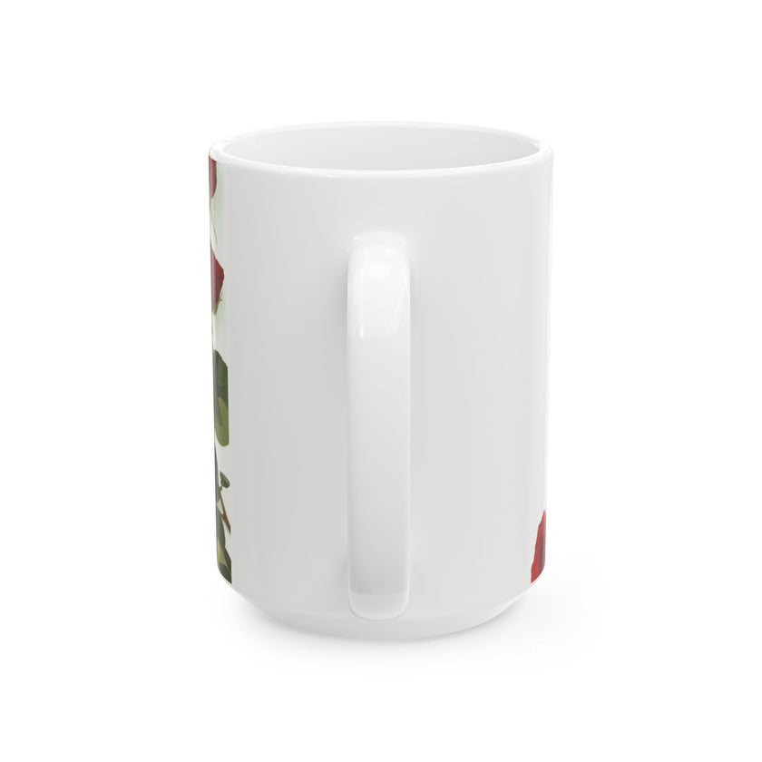 Elegant Floral Coffee Mug for Mom with Timeless Mother's Quote   "A mother teaches without words and loves without ." 