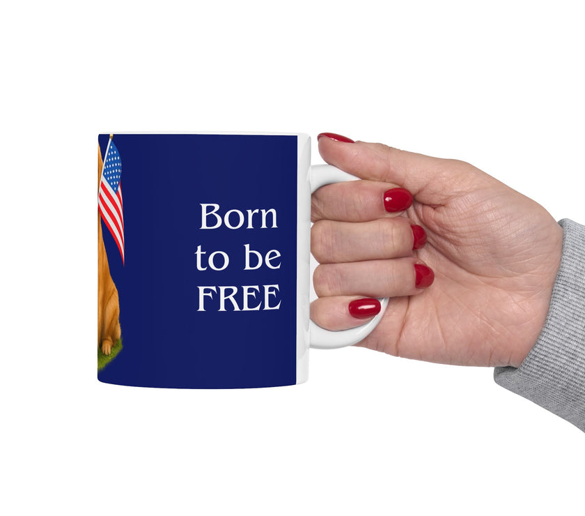 Patriotic Golden Retriever Mug – Born to Be Free Dog Lover Gift