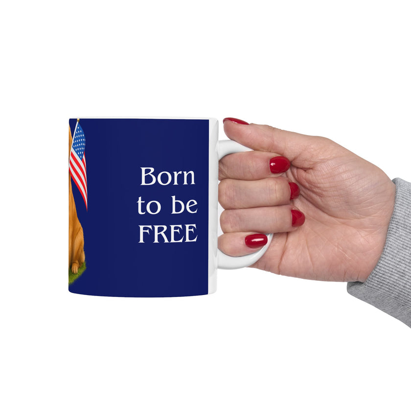 Patriotic Golden Retriever Mug – Born to Be Free Dog Lover Gift