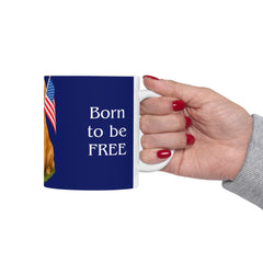 Patriotic Golden Retriever Mug – Born to Be Free Dog Lover Gift