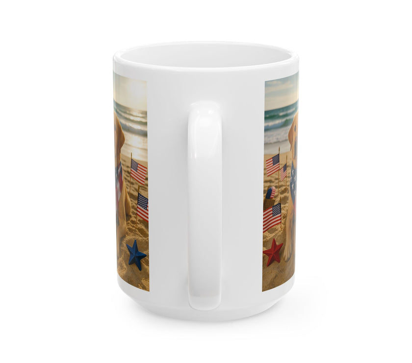 Stars, Stripes & Sandy Paws Patriotic Dog Mug