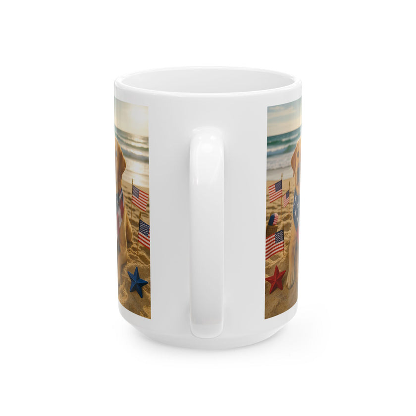 Stars, Stripes & Sandy Paws Patriotic Dog Mug