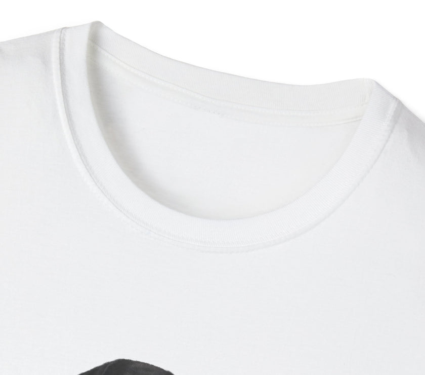 White t-shirt featuring a patriotic Black Lab wearing an American flag bowtie and holding U.S. flags, with the Black Labphrase "Born to Be Free" printed below — perfect for dog lovers and patriotic Americans.