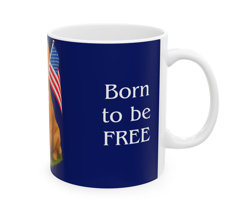 Patriotic Golden Retriever Mug – Born to Be Free Dog Lover Gift