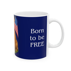 Patriotic Golden Retriever Mug – Born to Be Free Dog Lover Gift