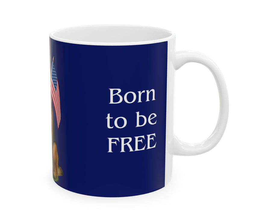 Patriotic German Shepard Mug – Born to Be Free Dog Lover Gift