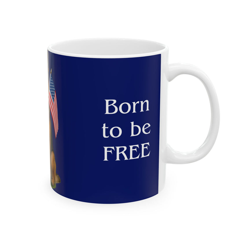 Patriotic German Shepard Mug – Born to Be Free Dog Lover Gift