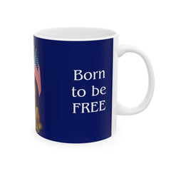 Patriotic German Shepard Mug – Born to Be Free Dog Lover Gift