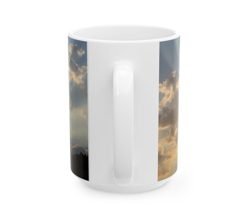 Morning Blessings Mug – Christian Ceramic Coffee Cup witn message  “He is not here; he has Risen – Matthew 28:6” ceramic mug.