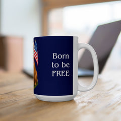 Patriotic Golden Retriever Mug – Born to Be Free Dog Lover Gift