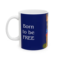 Patriotic French Bulldog Mug – Born to Be Free Dog Lover Gift