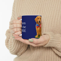Patriotic Golden Retriever Mug – Born to Be Free Dog Lover Gift