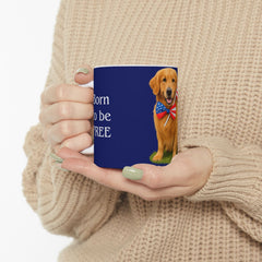 Patriotic Golden Retriever Mug – Born to Be Free Dog Lover Gift